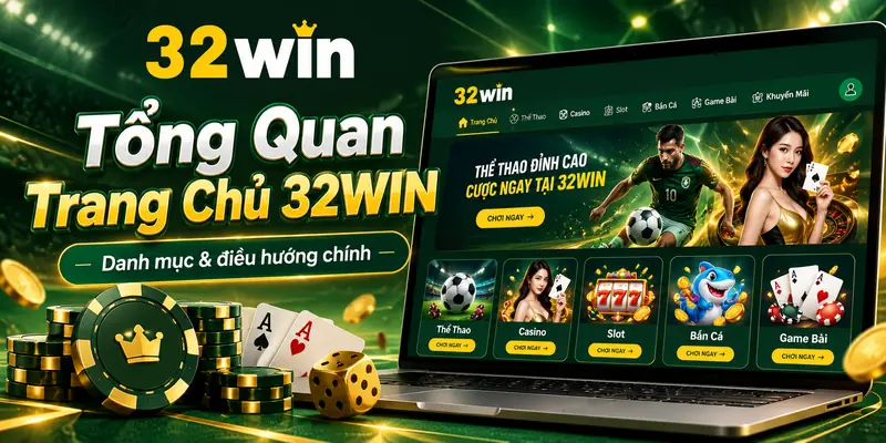 Giao diện trang chủ và các danh mục 32WIN.